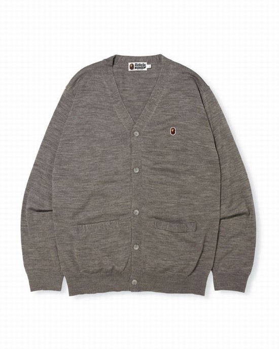 Grey Bape Ape Head Men's Knitwear | ZA-27351