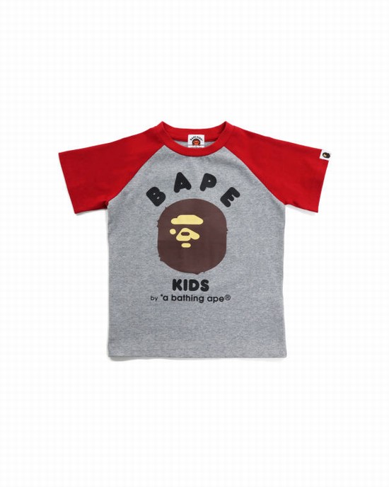 Grey Bape BK15th Anniversary Ape Head Kids' T Shirts | ZA-36981