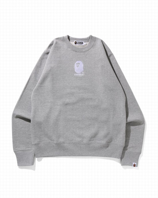 Grey Bape By Bathing Ape Embroidery Men's Sweatshirts | ZA-74391