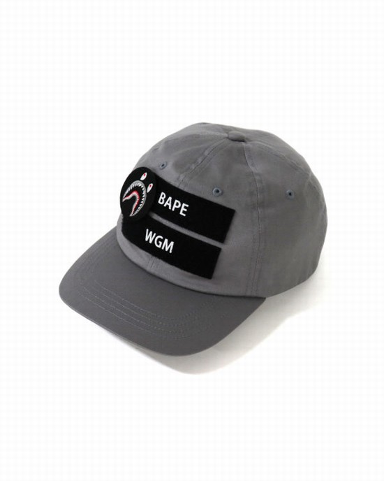 Grey Bape Detachable Shark Patch Men's Caps | ZA-53206