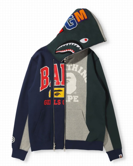 Grey Bape Docking Shark Full Zip Women's Hoodie | ZA-23095