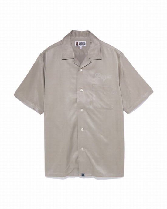 Grey Bape Japan Culture Open Collar Men's Shirts | ZA-16984