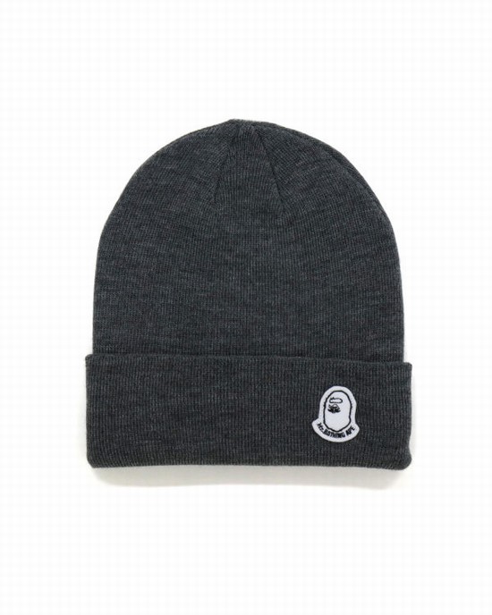 Grey Bape Knit Men's Beanie | ZA-92745