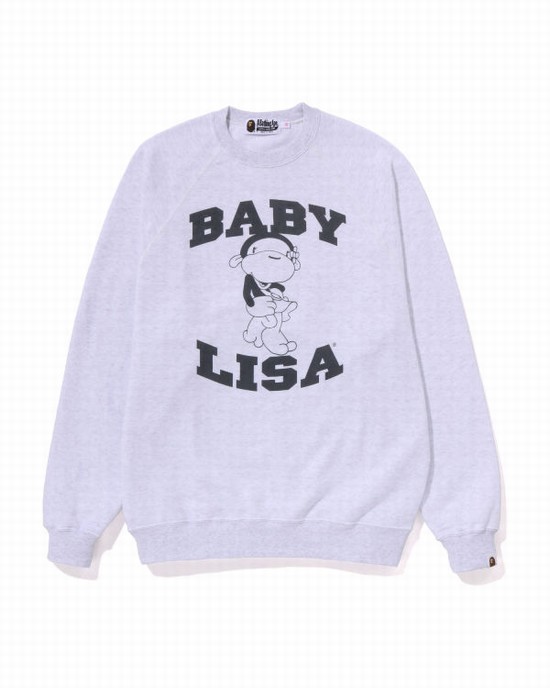 Grey Bape Lisa Oversized Crewneck Women's Sweatshirts | ZA-10534