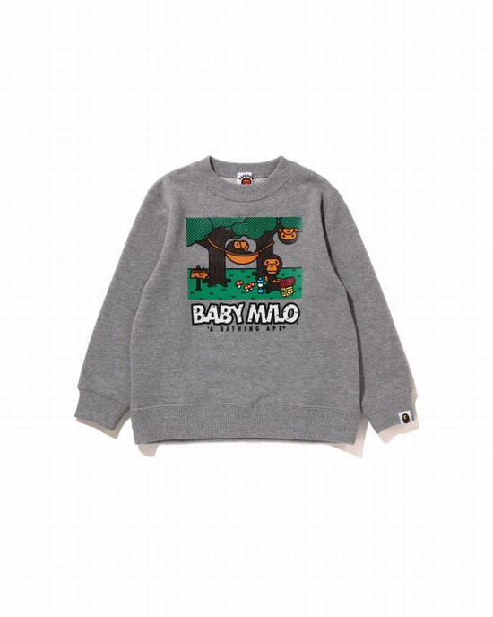 Grey Bape Milo Camo Hammock Crewneck Kids' Sweatshirts | ZA-03561