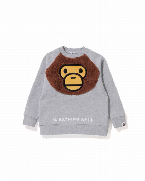 Grey Bape Milo Crewneck Kids' Sweatshirts | ZA-12309