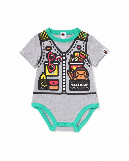 Grey Bape Milo print Kids' Bodysuit | ZA-01673