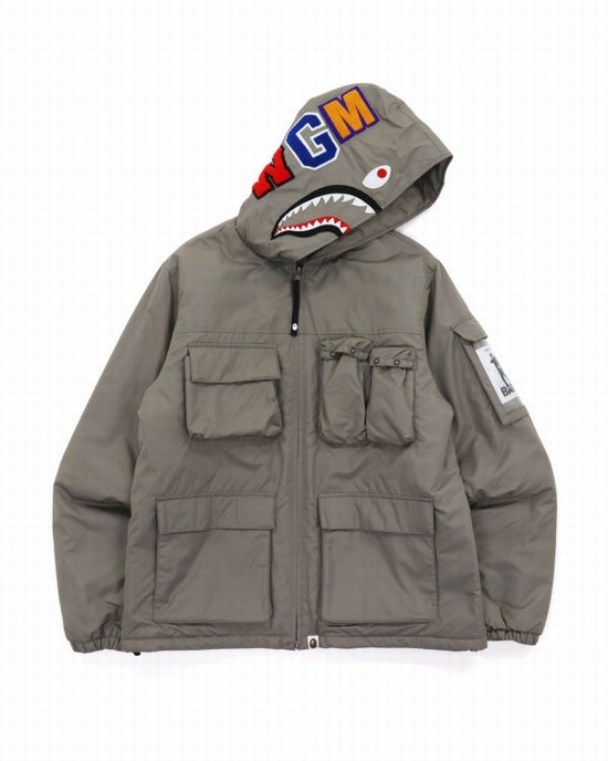 Grey Bape Mulit Pocket Shark Men's Jackets | ZA-97314