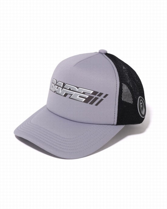 Grey Bape Racer Mesh Men's Caps | ZA-74691