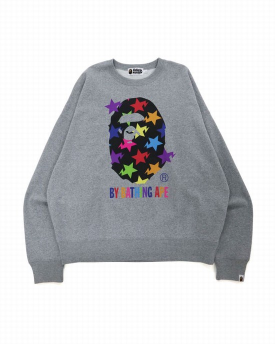 Grey Bape STA Pattern By Bathing Ape Men's Sweatshirts | ZA-35967