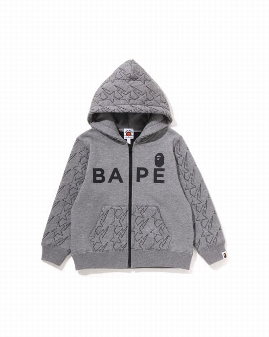 Grey Bape STA Quilting Zip Kids' Hoodie | ZA-32648