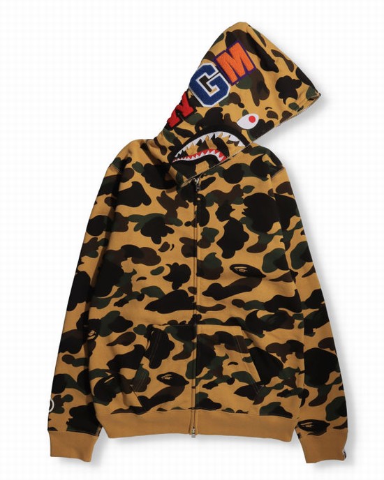 Khaki Bape 1st Camo Shark Full Zip Women's Hoodie | ZA-69204