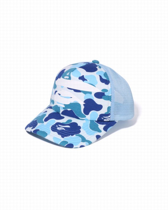 Light Blue Bape ABC Camo Ape Face Mesh Men's Caps | ZA-72415