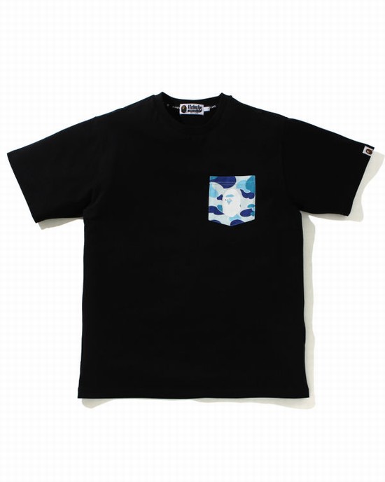 Light Blue Bape ABC Camo pocket Men's T Shirts | ZA-80529