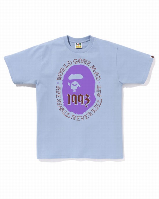 Light Blue Bape Ape Head 1993 Men's T Shirts | ZA-96307