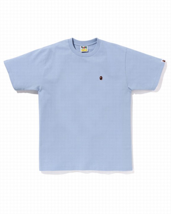 Light Blue Bape Ape Head One Point Men's T Shirts | ZA-97561