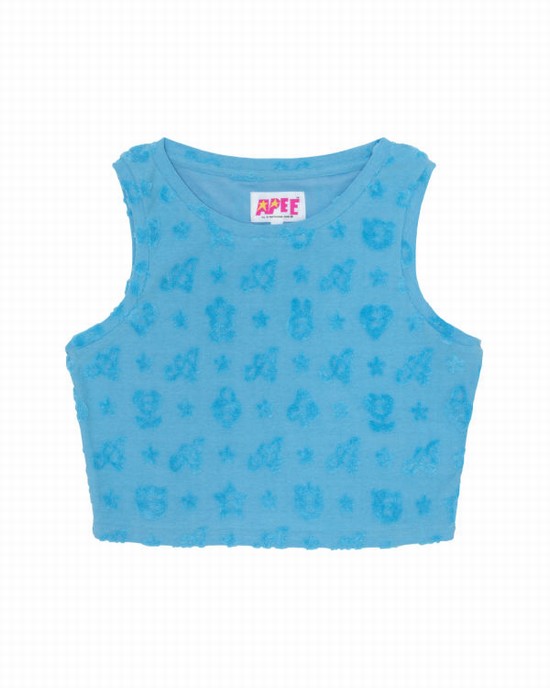 Light Blue Bape Cropped pattern Women's Vest | ZA-36140