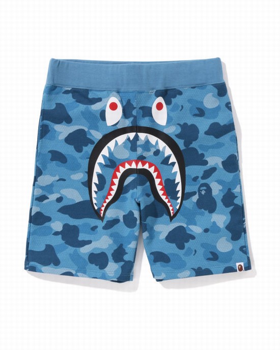 Light Blue Bape Honeycomb Camo Shark Men's Shorts | ZA-34152