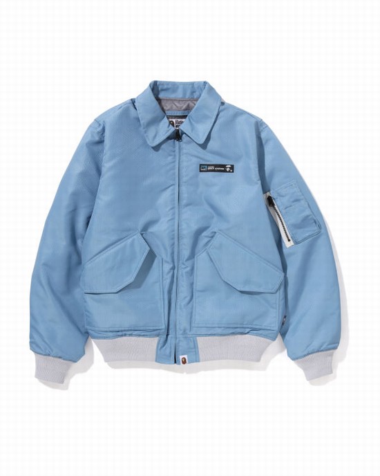 Light Blue Bape Honeycomb Ripstop Bomber Men's Jackets | ZA-23760