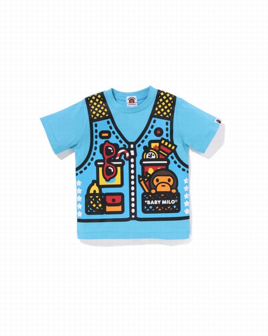 Light Blue Bape Milo Fishing Print Kids' T Shirts | ZA-04385