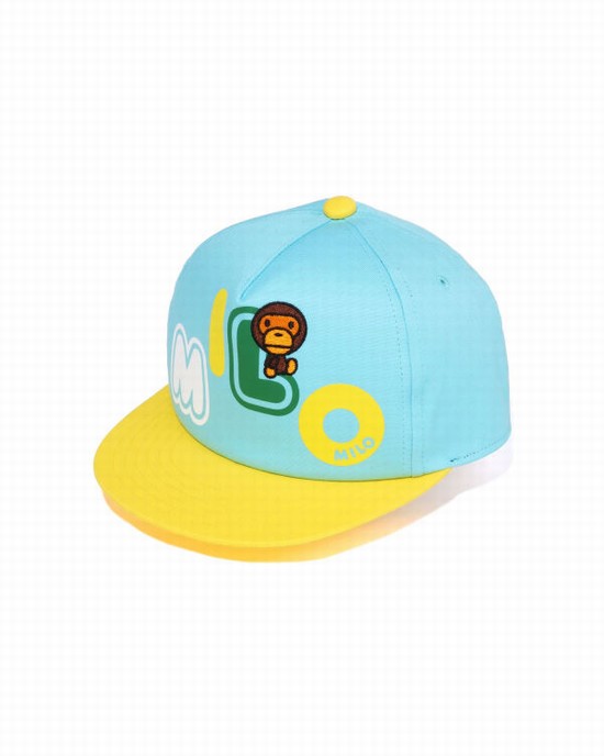 Light Blue Bape Milo Font Kids' Caps | ZA-61574