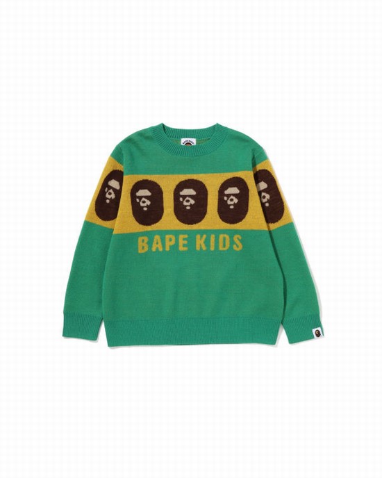 Light Green Bape Ape Head Kids' Knitwear | ZA-85143