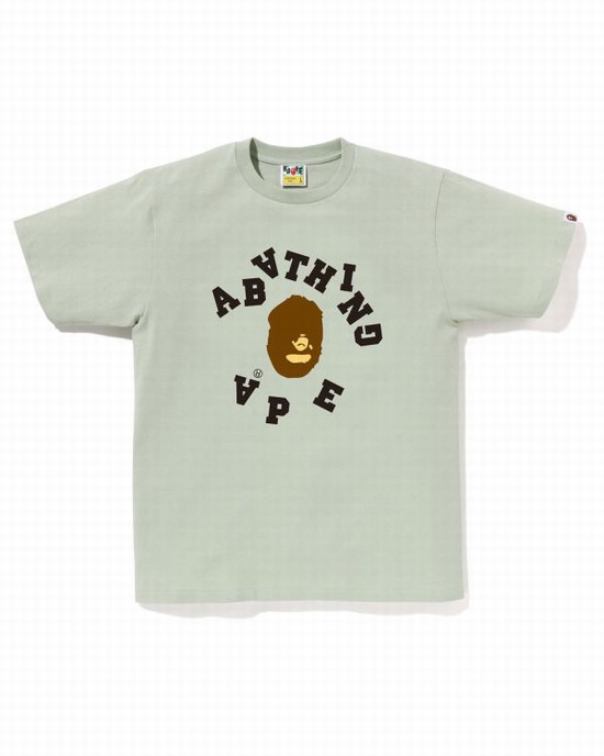 Light Green Bape Broken College Men's T Shirts | ZA-50746