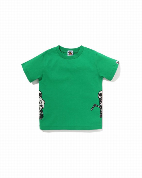 Light Green Bape Glow In The Dark Bone Dinosaur Kids' T Shirts | ZA-75241