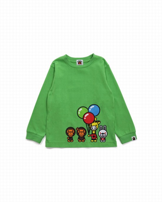 Light Green Bape Milo & Friends L/S Kids' T Shirts | ZA-54107