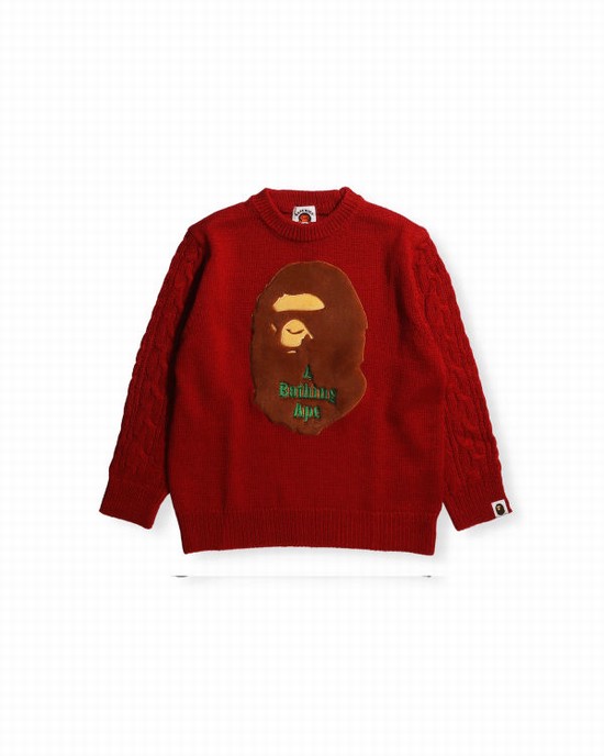 Light Red Bape Ape Head Patch Kids' Knitwear | ZA-58341