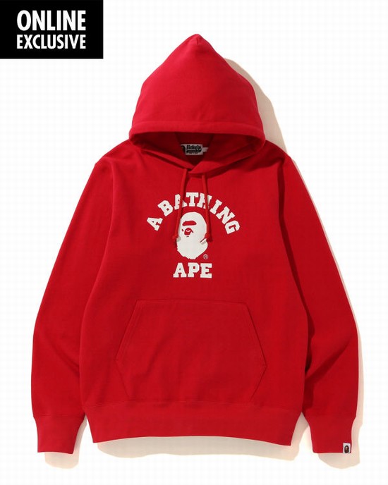 Light Red Bape College Men's Hoodie | ZA-16432