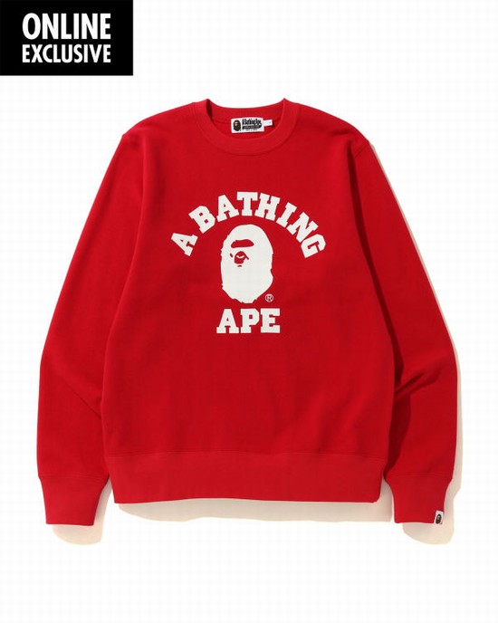 Light Red Bape College Men's Sweatshirts | ZA-57183