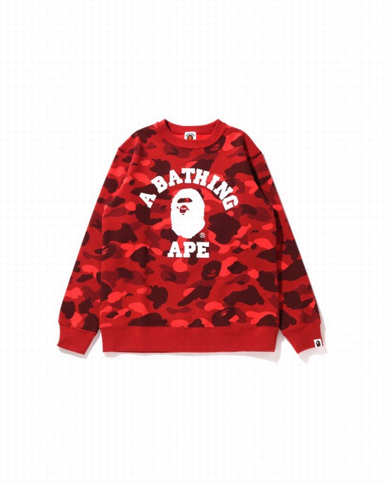 Light Red Bape Color Camo College Crewneck JR Kids' Sweatshirts | ZA-90173