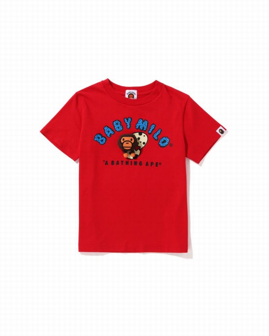 Light Red Bape Milo Plush Doll In An Egg Kids' T Shirts | ZA-52964