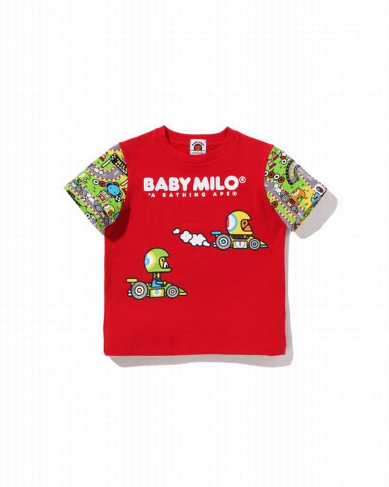 Light Red Bape Milo Racing Friends Kids' T Shirts | ZA-26931