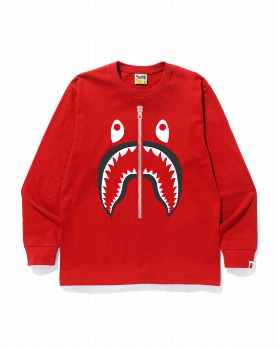 Light Red Bape Shark Men's T Shirts | ZA-28145