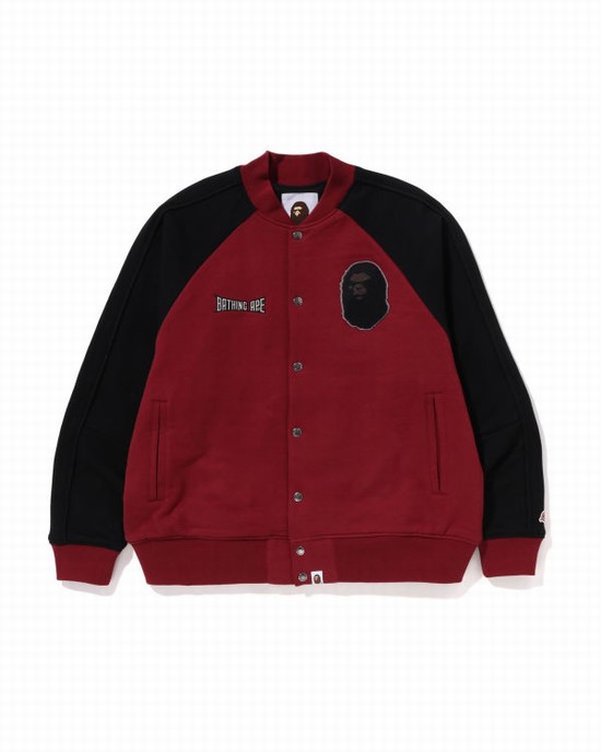 Light Red Bape Sweat Varsity Men's Jackets | ZA-95067