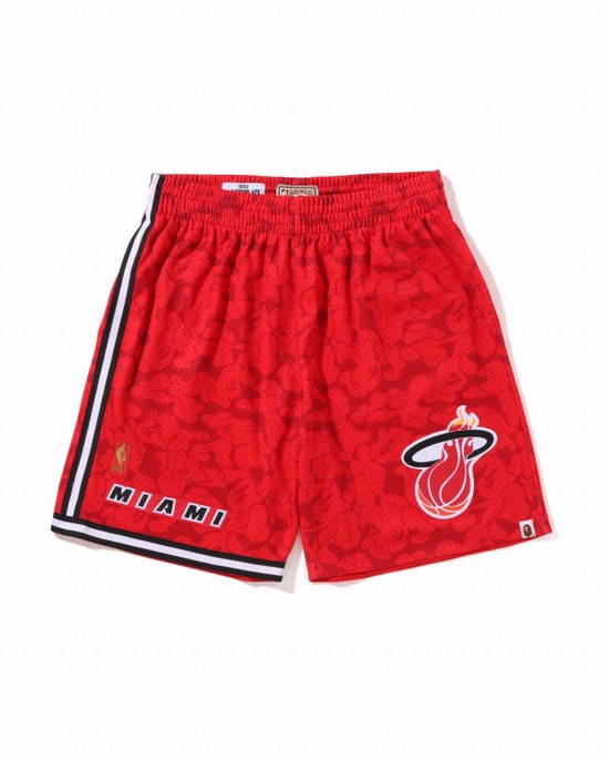 Light Red Bape X M&N Miami Heat Jersey Men's Shorts | ZA-28416