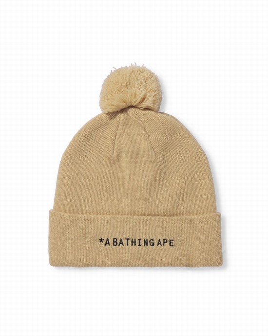 Light Yellow Bape A Bathing Ape Men's Beanie | ZA-10962