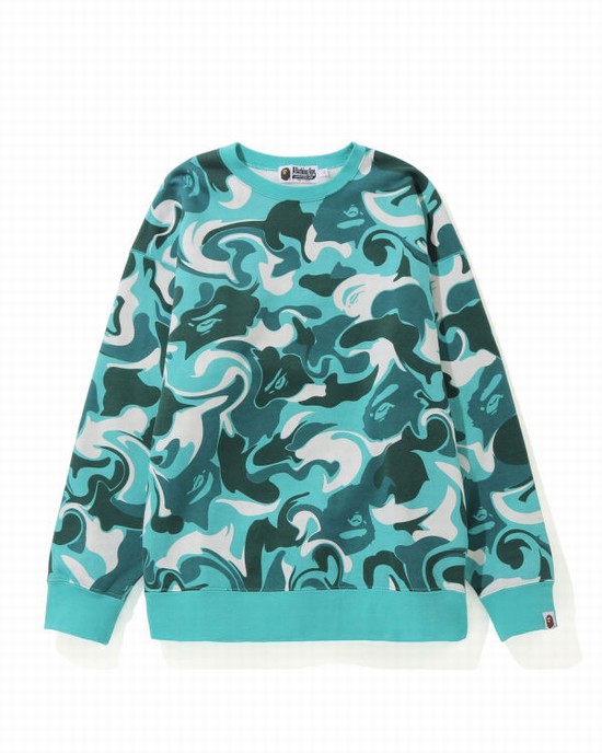 Mint Bape Marble Camo Oversized Crewneck Women's Sweatshirts | ZA-06785