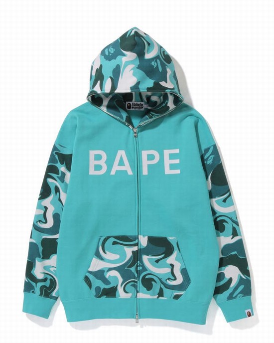 Mint Bape Marble Camo Oversized Full Zip Women's Hoodie | ZA-62913