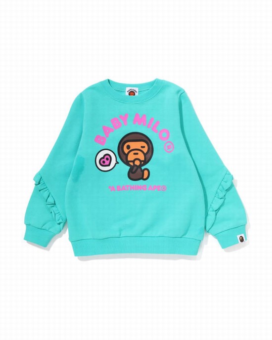 Mint Bape Milo Heart Frill Crewneck Kids' Sweatshirts | ZA-63842