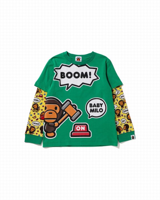 Mint Bape Milo Speech Balloon Layered L/S Kids' T Shirts | ZA-80392