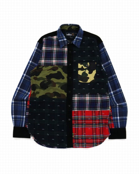 Multicolor Bape Flannel Check Multi Patter Men's Shirts | ZA-43189