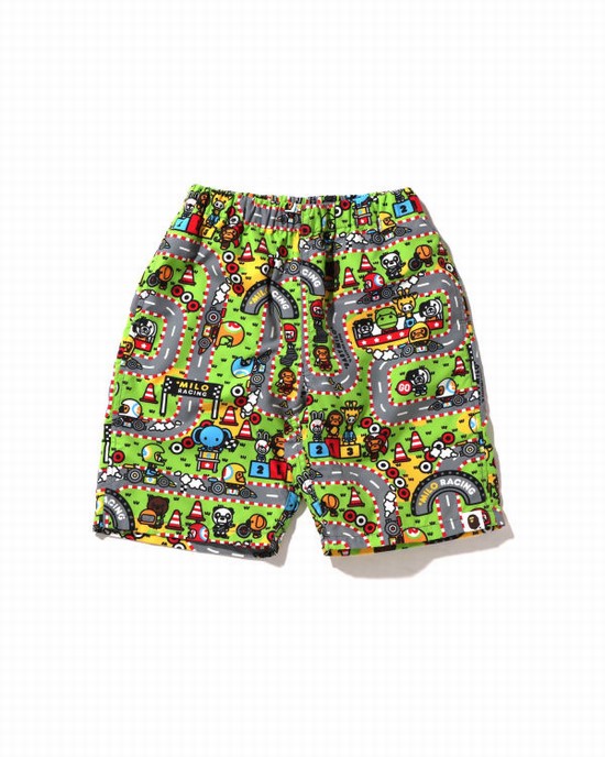 Multicolor Bape Milo Racing Beach Kids' Shorts | ZA-32405