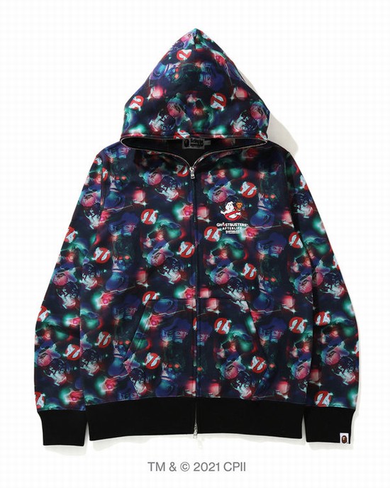 Multicolor Bape X Ghostbusters Camo Full Zip Men's Hoodie | ZA-15702