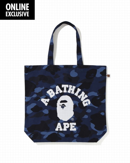 Navy / Blue Bape Colour Camo College Men's Tote Bags | ZA-81529