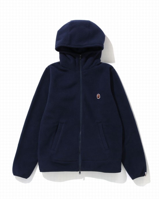 Navy / Blue Bape Fleece one point zip Women's Hoodie | ZA-29468