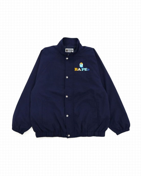 Navy / Blue Bape Logo Embroidery Overs Women's Jackets | ZA-35962