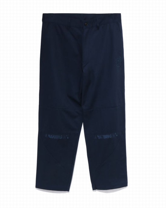 Navy / Blue Bape Loose Fit Chino Men's Pants | ZA-13682